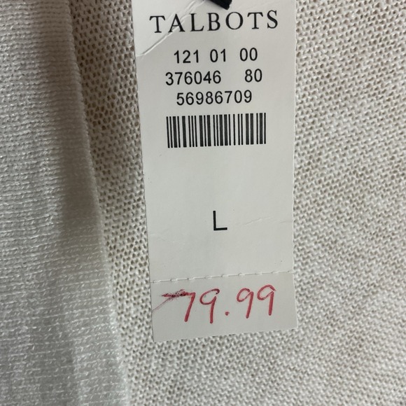 Talbots Linen Girlfriend Button Up Long Sleeve Cardigan White Womens Size Large - Picture 3 of 8